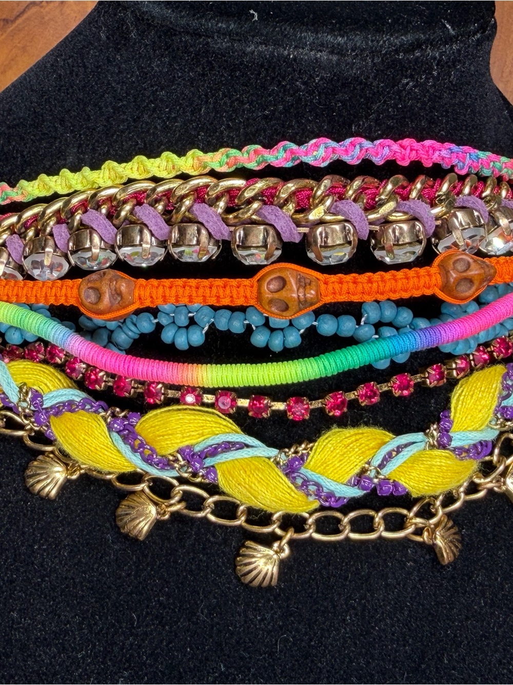 Betsey Johnson Colorful Multi-Row statement toggle bracelet Neon summer of love